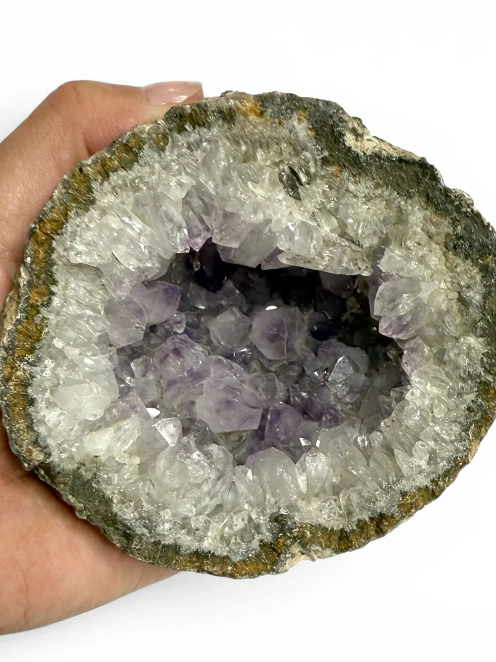Amethyst Geode Crystal Cluster - Purple & White